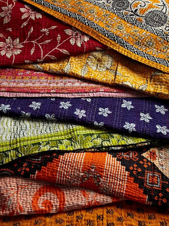 Vintage Kantha Quilts 5 Pcs Bulk Lot