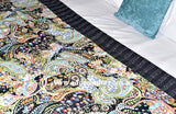 Handmade Black Paisley Print Cotton Reversible Kantha Quilt Bedspread Throw