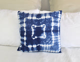 Hand Made Indigo Tie and Dye Square Cushion Cover 40cms