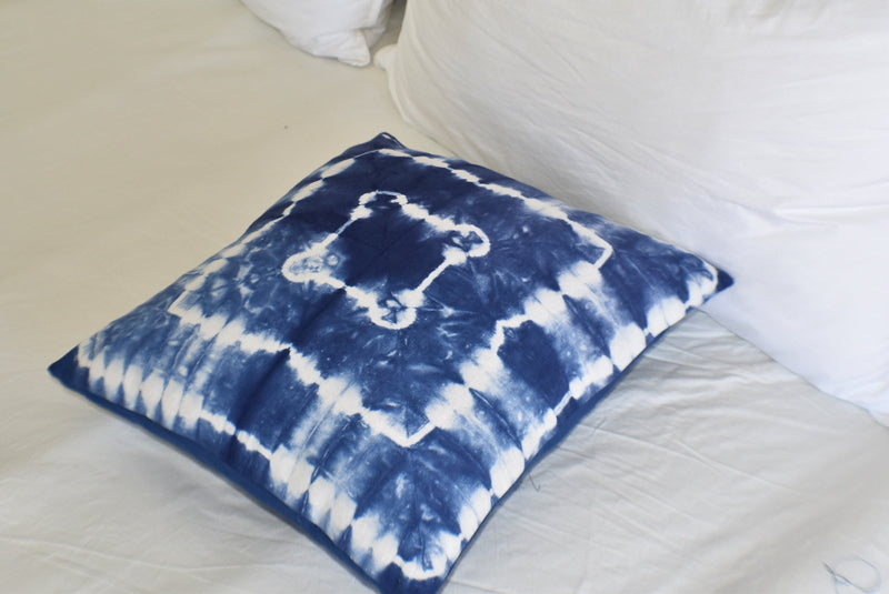 Hand Made Indigo Tie and Dye Square Cushion Cover 40cms