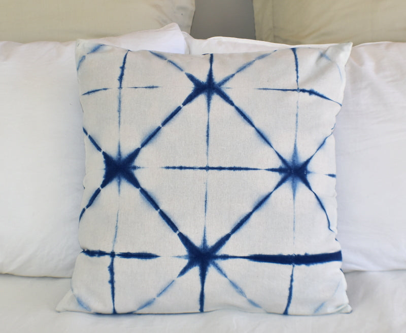 Hand Made Indigo Tie and Dye Orion Cushion Cover 40cms
