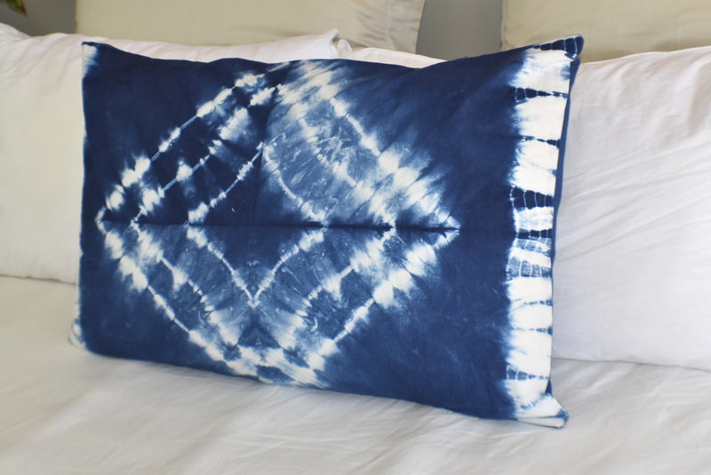 Hand Made Indigo Tie and Dye Star Pillow Cover - Adore India   