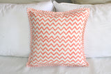 Zigzag Coral Hand Block Print Cushion Cover