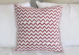 Zigzag Burgundy Hand Block Print Cushion Cover 40cm