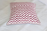 Zigzag Burgundy Hand Block Print Cushion Cover 40cm