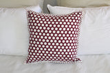 Burgundy Dot Hand Block Print Cushion Cover 40cms