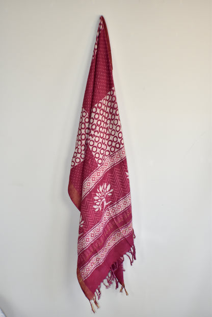 Eco Dye Burgundy Viscose Hand Dyed Scarf - Adore India   