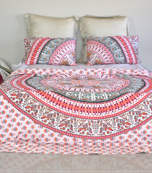 Bird of Prey Red Mandala Duvet Cover - Adore India   