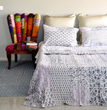 Purple Hand Block Patchwork Kantha Quilt