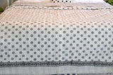 Grey Polka Dot Block Print Kantha Reversible Quilt
