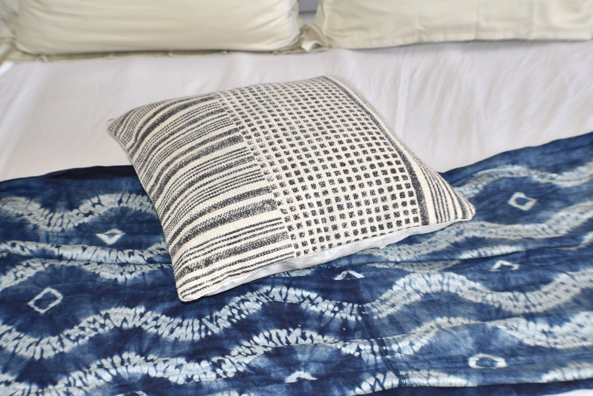 Geometrical Block Print Cotton Dari Cushion Cover Euro Size 65cm - Adore India   