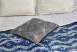 Black Flower Block Print Cotton Dari Cushion Cover 45cm
