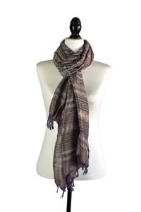 Eco Dye Brown Viscose Hand Dyed Printed Scarf
