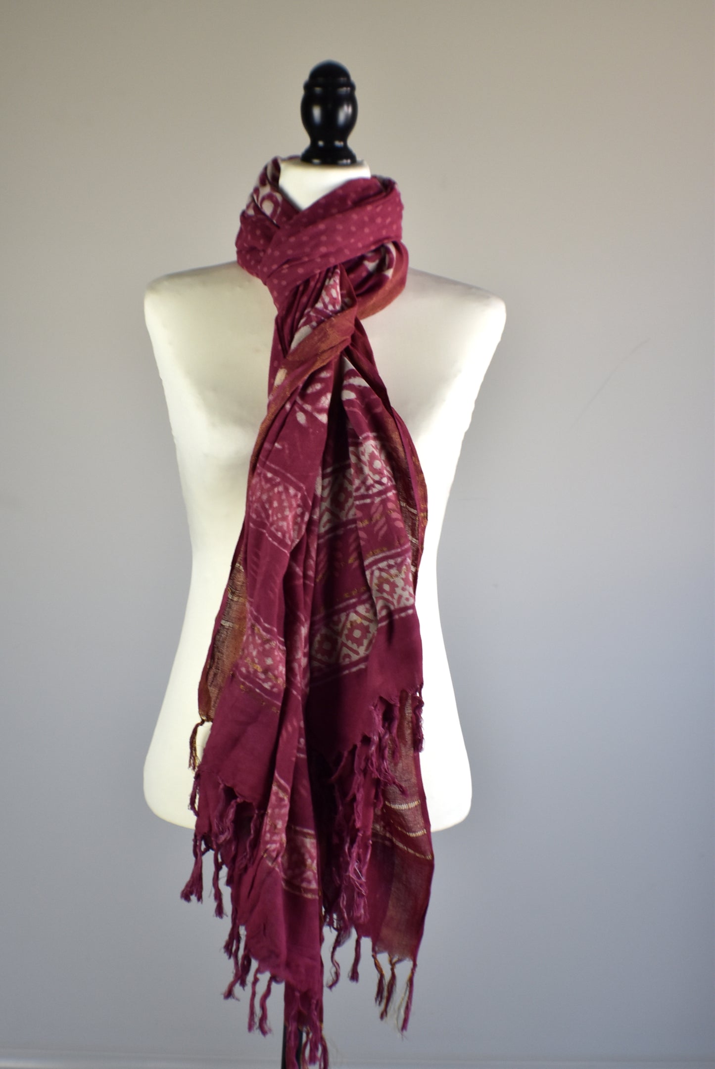 Eco Dye Burgundy Viscose Hand Dyed Scarf - Adore India   