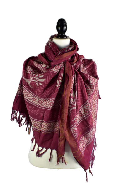 Eco Dye Burgundy Viscose Hand Dyed Scarf - Adore India   