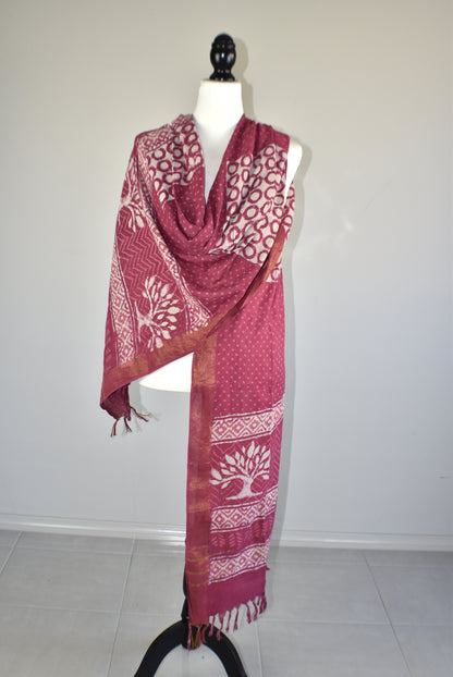 Burgundy Viscose Hand Dyed Scarf