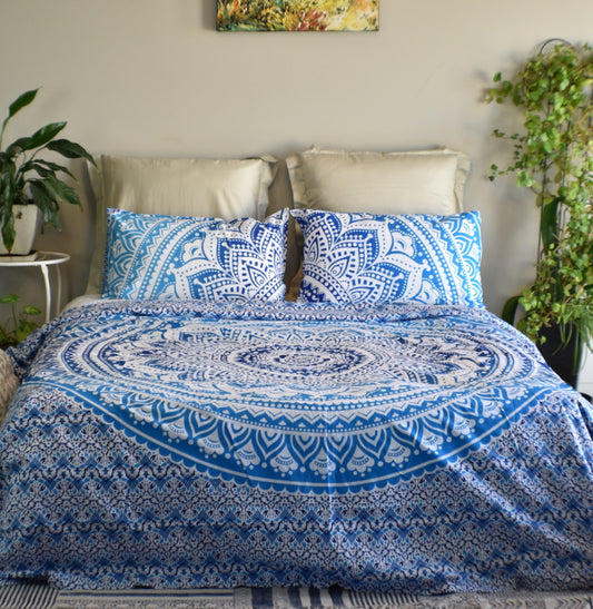 Star Blue Ombre Mandala Duvet Cover - Adore India   