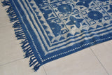 Geometrical Block Star Print Indigo Dhurrie Carpet
