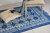 Geometrical Block Star Print Indigo Dhurrie Carpet