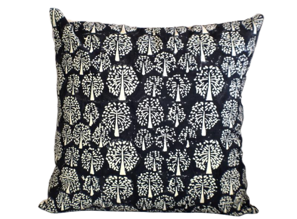 Tree of Life Black Hand Block Print Cushions 2 Pcs - Adore India   