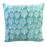 Tree of Life Turquoise Block Print Canvas Cotton Cushion Cover Pillow 2Pcs