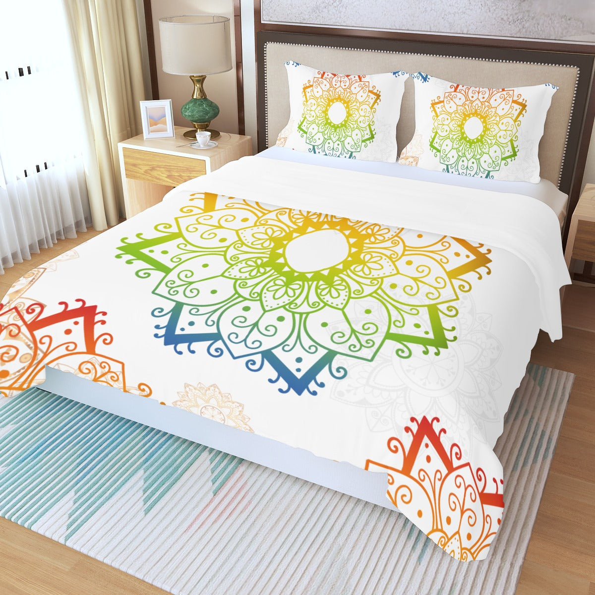 Multi-Colour Mandala Quilt Cover Set – Vibrant Dreams for Your Bedroom King Size