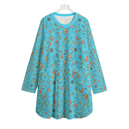 Bohemian Turquoise Butterfly Bliss Cotton Dress 