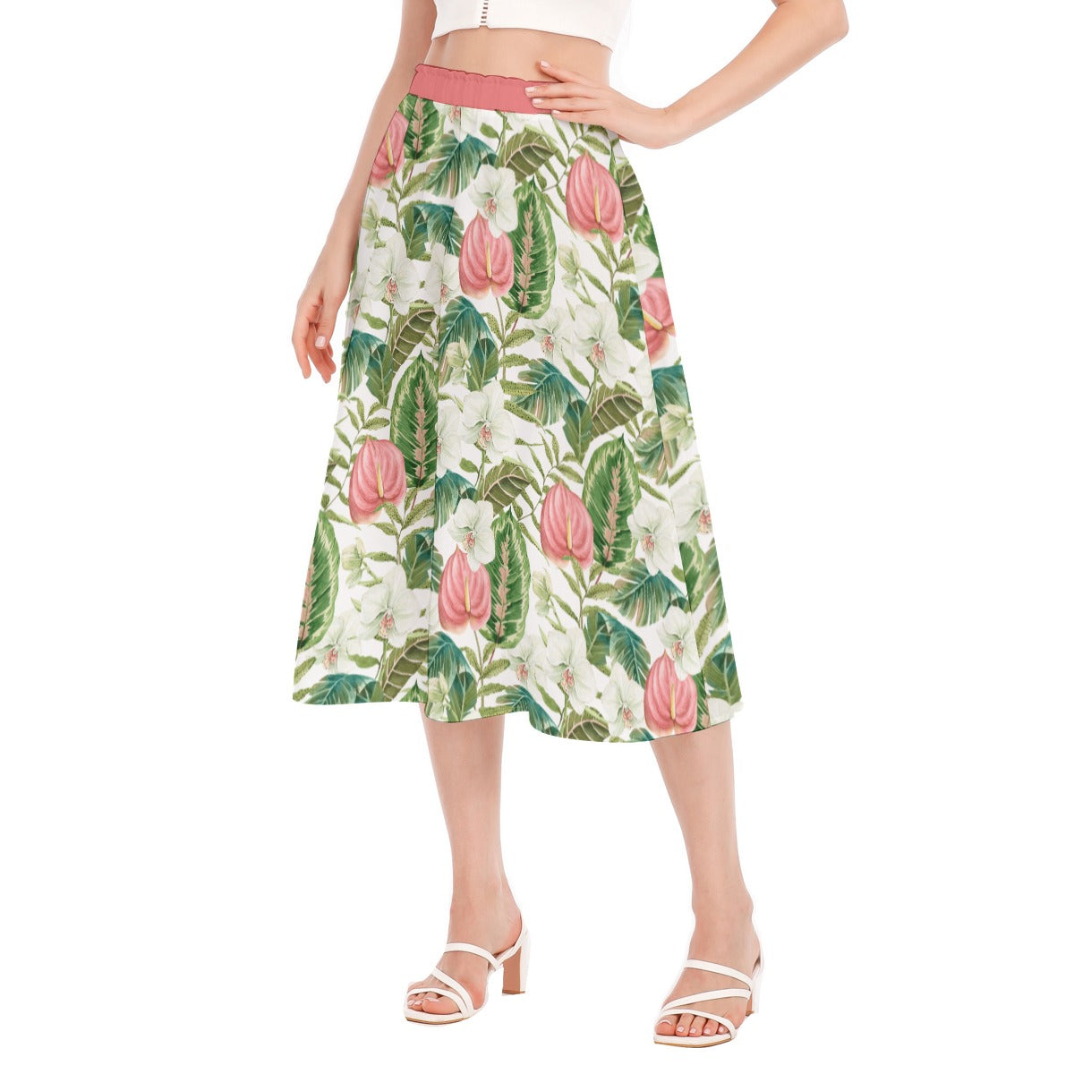 Bohemian Topical Floral Printed Women's Long Chiffon Skirt - Adore India   