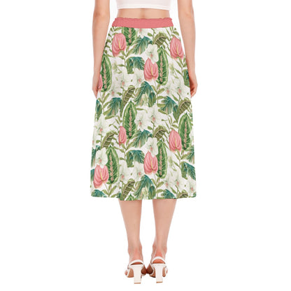 Bohemian Topical Floral Printed Women's Long Chiffon Skirt