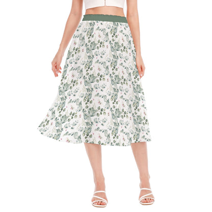 Bohemian Water Colour Floral Printed Women's Long Chiffon Skirt