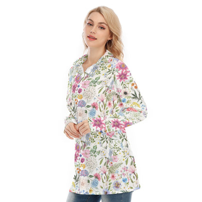 Bohemian Exotic Floral Women's Long Sleeve Shirt  - Adore India   