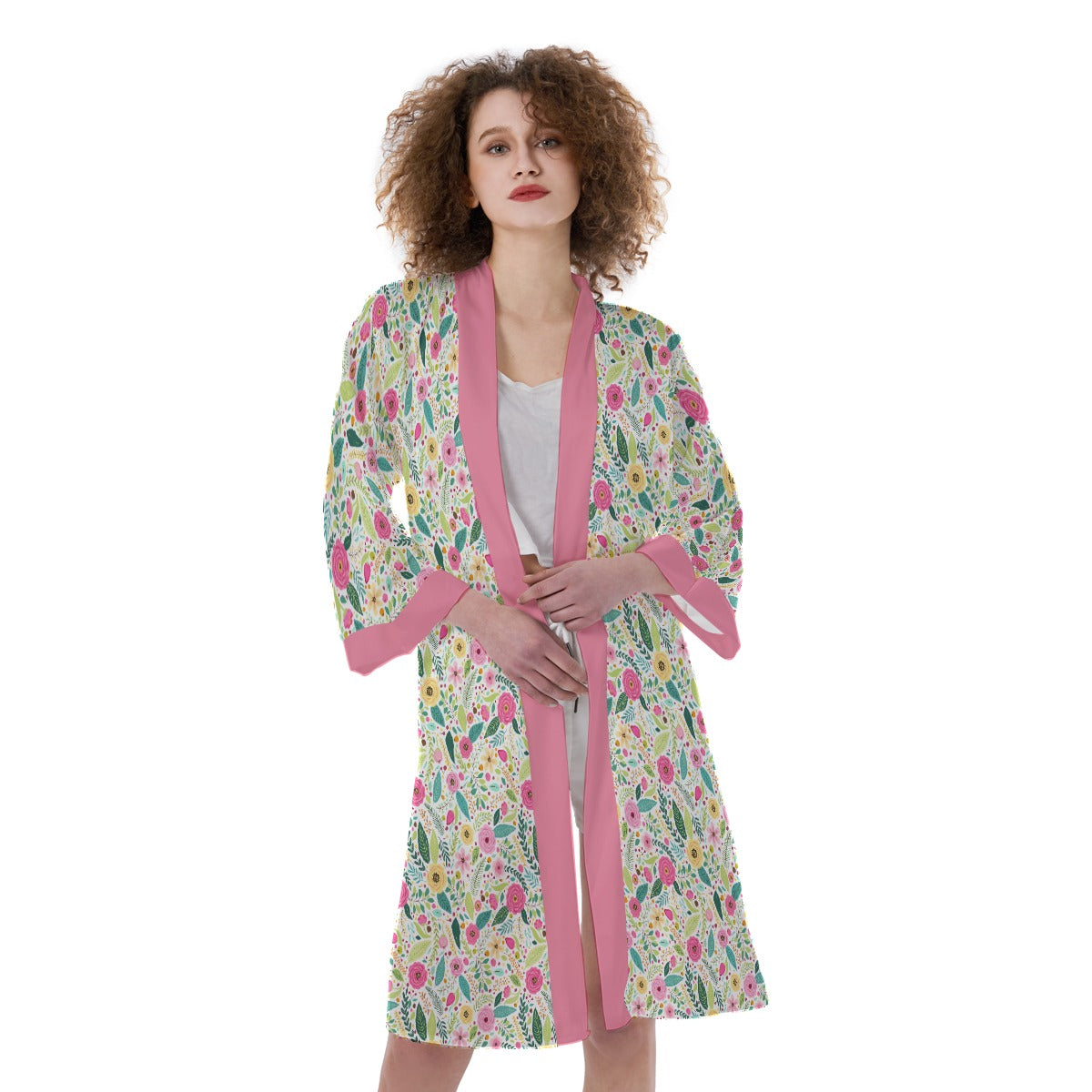 Bohemian Floral Bliss Women's Satin Kimono Robe - Adore India   