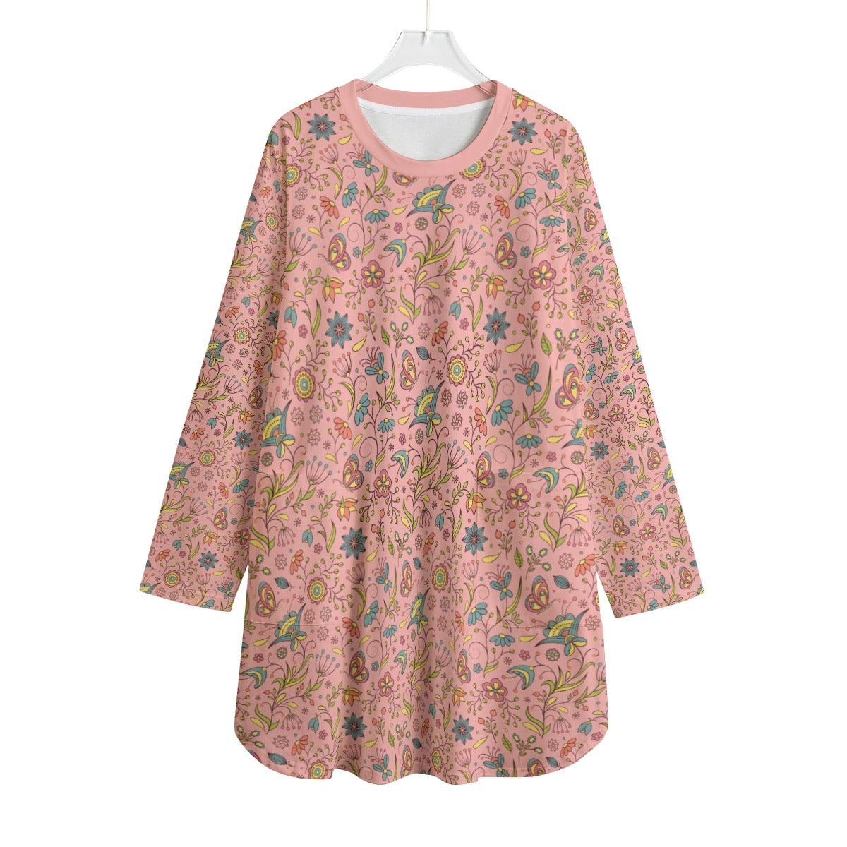 Bohemian Pastel Pink Butterfly Bliss Cotton Dress  - Adore India   