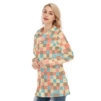 Bohemian Multi Geometrical Print Women's Long Sleeve Shirt 