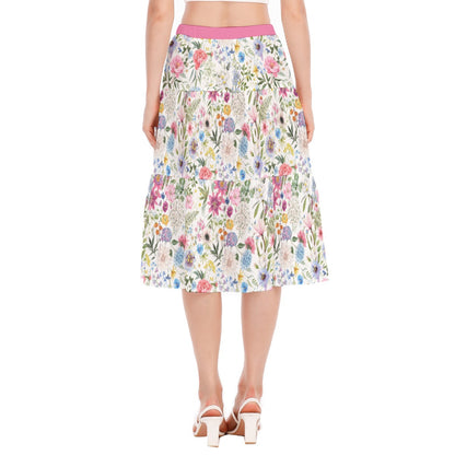 Bohemian Exotic Floral Women's Pleated Chiffon Skirt