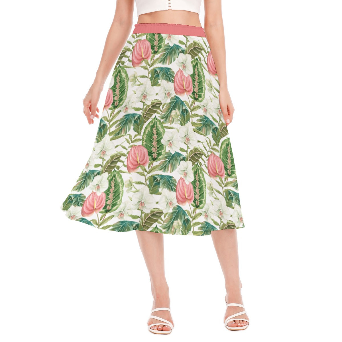 Bohemian Topical Floral Printed Women's Long Chiffon Skirt