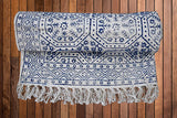 Beautiful Blue Block Print Dari Carpet Spirit