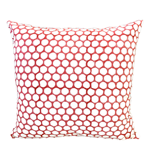 Red Polka Dot Block Print Canvas Cotton Cushion Cover Pillow 2Pcs