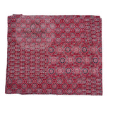 Red Block Print Patchwork Cotton Kantha Quilt Bedspread