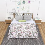 Divinity Floral Printed Cotton Kantha Quilt Bedspread Throw