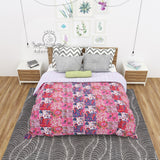 Pink Paisley Print Patchwork Cotton Kantha Quilt Bedspread