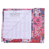 Pink Paisley Print Patchwork Cotton Kantha Quilt Bedspread
