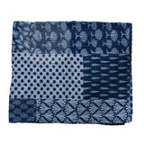 Indigo Block Print Patchwork Cotton Kantha Quilt Bedspread