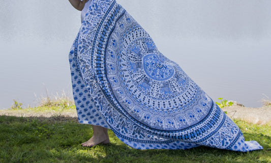 Bird of Prey Blue Mandala Throw - Adore India   