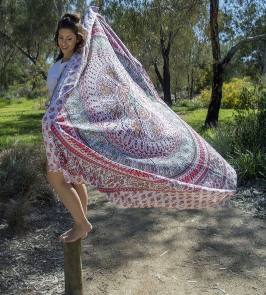 Bird of Prey Red Mandala Throw - Adore India   