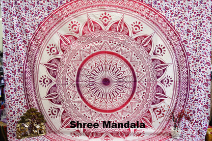 Daisy Pink Ombre Mandala Throw Set