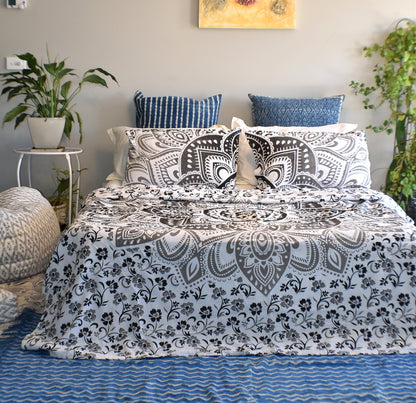 Passion Black and Grey Ombre Mandala Doona Cover Set