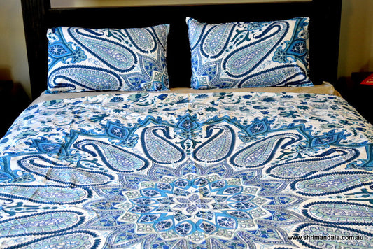 Bohemian Paisley Blue Mandala Duvet Set - Adore India   