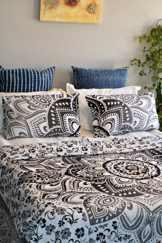 Wholesale Bulk Lot Passion Black and Grey Ombre Mandala Doona Cover Set- 4 Sets - Adore India   