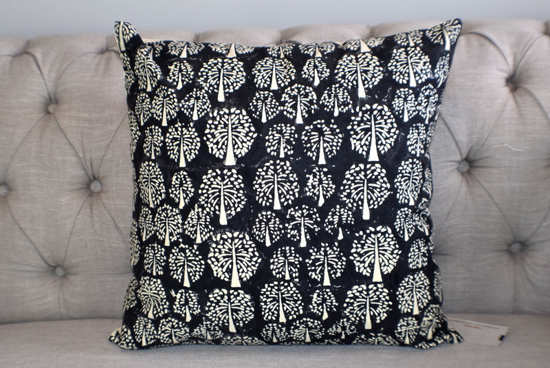 Tree of Life Black Hand Block Print Cushions 2 Pcs - Adore India   